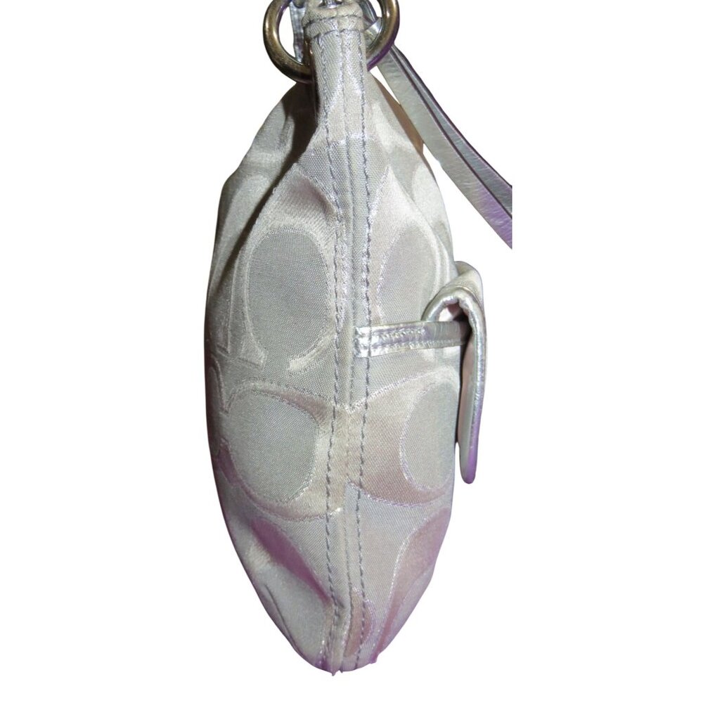 Coach 2012 Poppy Grey & Silver Metallic Signature Hippie Jacquard Bag Pushlock - Picture 4 of 14